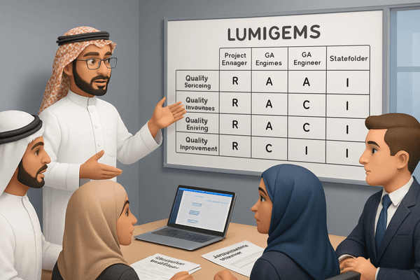 Team members discussing quality roles for LumiGems
