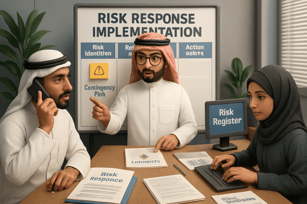 Team implementing a risk response strategy for LumiGems