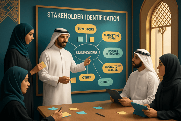 Ahmed brainstorming stakeholders for LumiGems