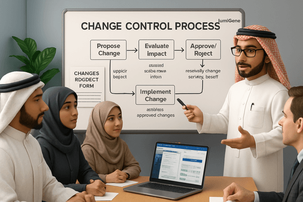 Ahmed discussing a change management process flow