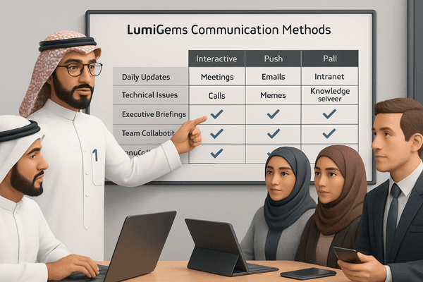 Examples of communication methods: a meeting, an email, a website