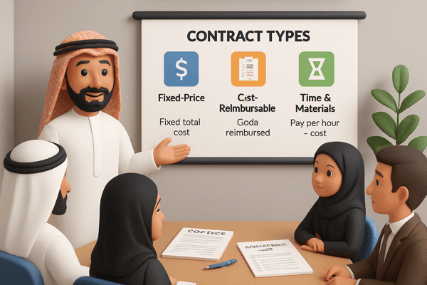 Ahmed reviewing different contract types for LumiGems