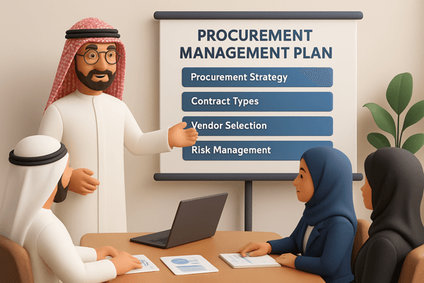 Ahmed finalizing the LumiGems Procurement Management Plan document