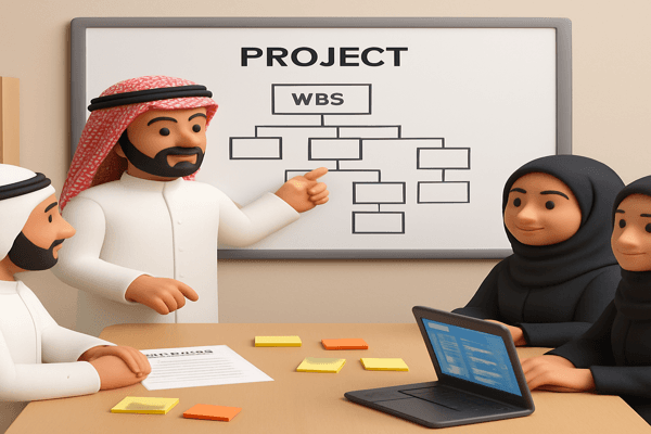 Ahmed creating a Work Breakdown Structure for LumiGems